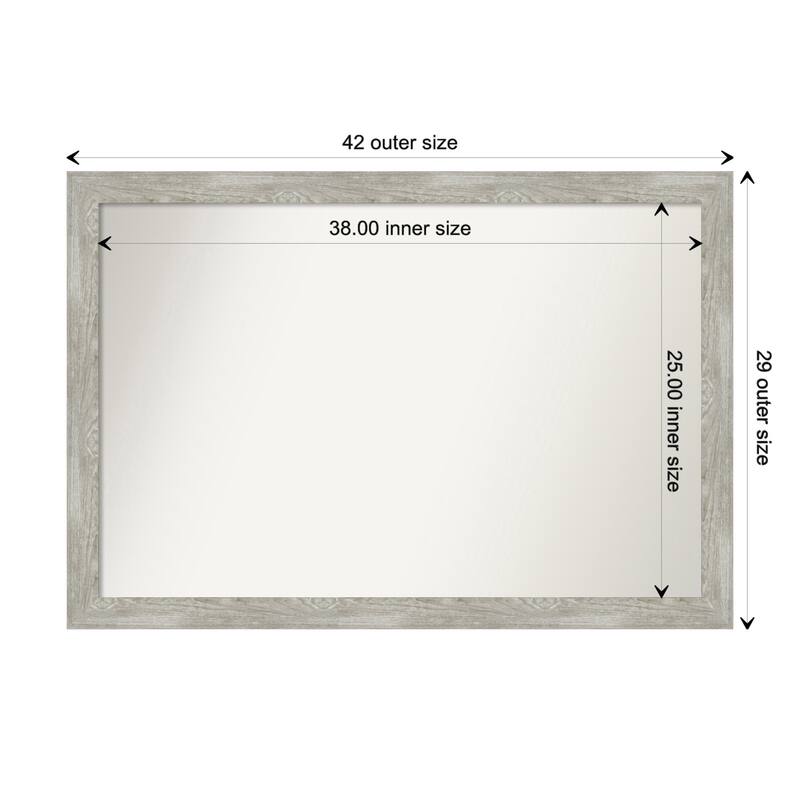 Dove Greywash Narrow Framed Non-Beveled Custom Wall Mirror, Bathroom Vanity Mirror - Outer Size: 41.5 x 28.5