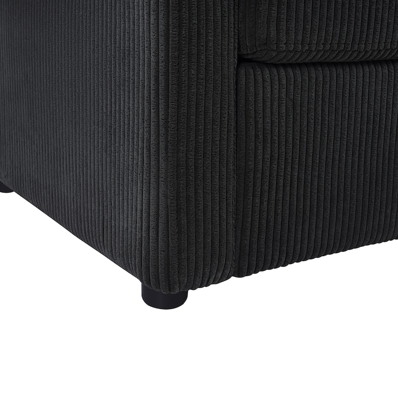 47.2" Corduroy Twin Sleeper Sofa with Foldable Mattress, Side Table, USB Ports, and Storage Pocket