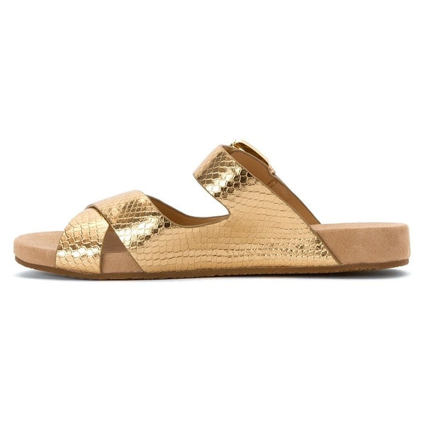 MICHAEL Michael Kors Womens Sawyer Slide Leather Open Toe Casual Slide Sandals