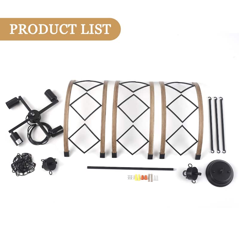 4-Light Circle Hanging Candlestick Linear Foyer Chandelier Lighting Fixture for Dining Room Kitchen Island