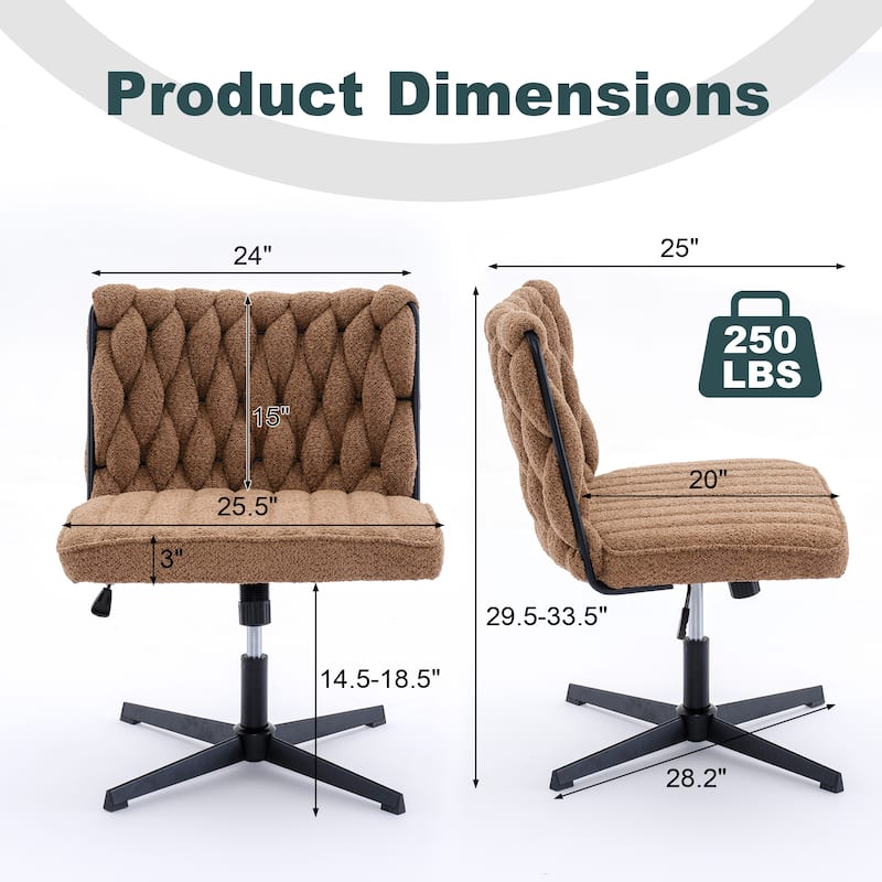 Upholstered No Wheels Armless Office Desk Chair
