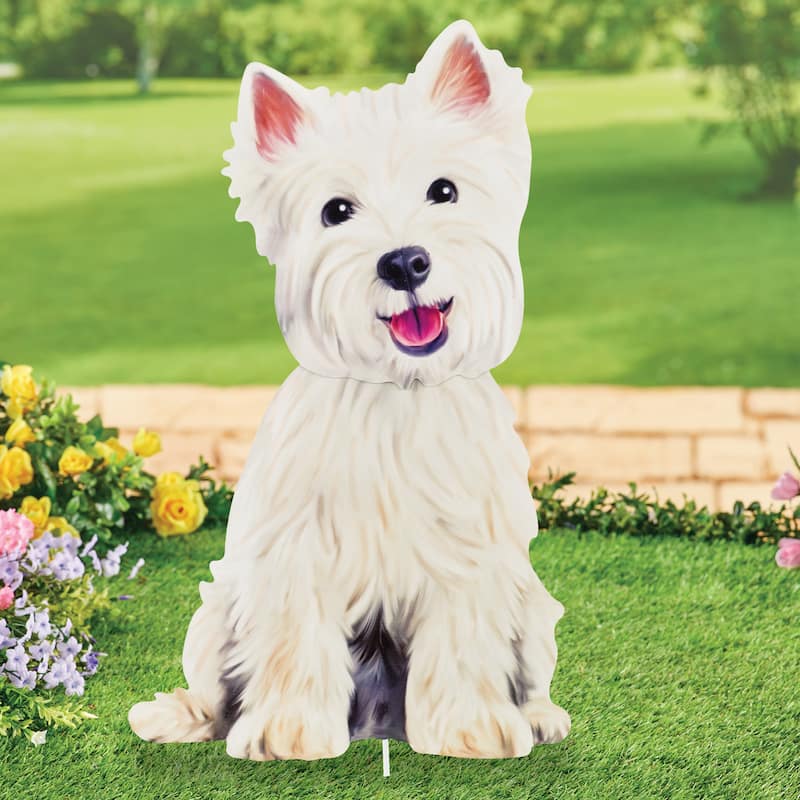 Realistic Westie Terrier Metal Outdoor Garden Stake - 12.75 x 27.75 x 0.25 - White - 12.75 x 27.75 x 0.25 - Iron