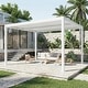 preview thumbnail 24 of 194, EROMMY Outdoor Louvered Pergola with Adjustable Aluminum Roof – Rainproof Gazebo for Patio & Garden 10'x12' - Open Side-White