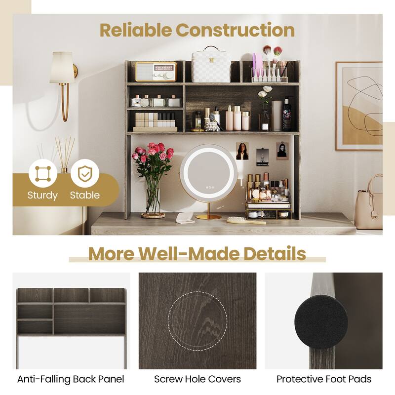 Gymax 3-Tier Desktop Bookshelf w/ 6 Shelves Desk Organizer for