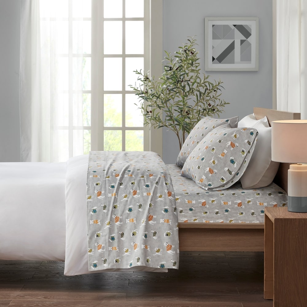 Madison Park Cozy Cotton Flannel Printed Sheet Set