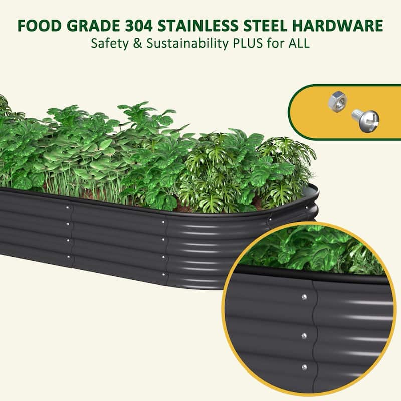 VEIKOUS 11.2" High Modular Metal Raised Garden Bed Kit, Customizable Outdoor Planter Box for Vegetables & Flowers
