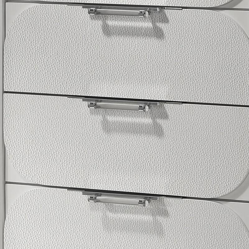 Dima Tall Dresser Chest, 4 Drawers w Acrylic Handles, White Rubberwood