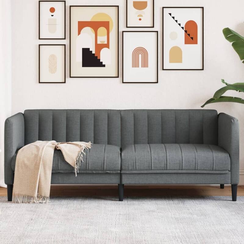 vidaXL Sofa Chair Upholstered Armchair Seating Living Room Faux Suede Leather - Dark grey 2-Seater - 30.1 x 69.3 x 29.3 in