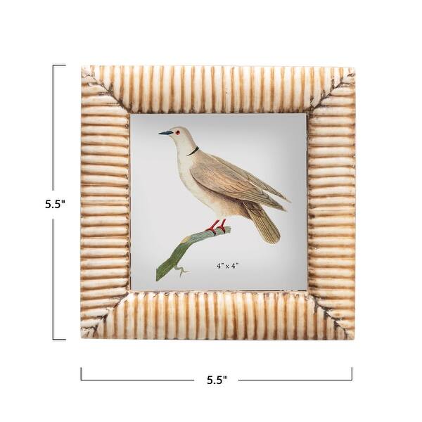 Hand-Carved Bone & MDF Frame with Pattern, (Holds 4