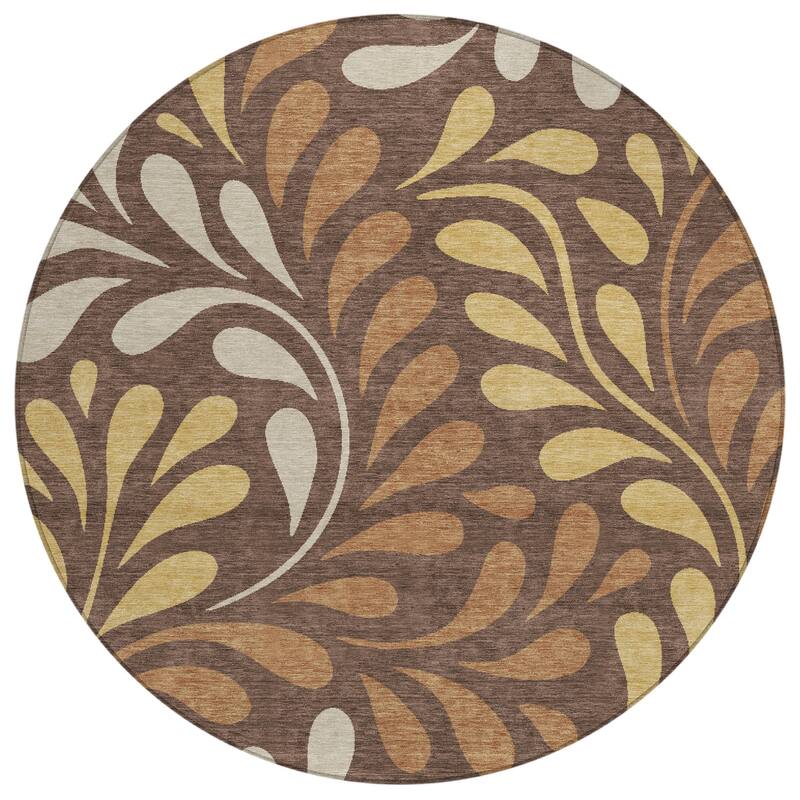 Machine Washable Indoor/ Outdoor Floral Arabesque Chantille Rug