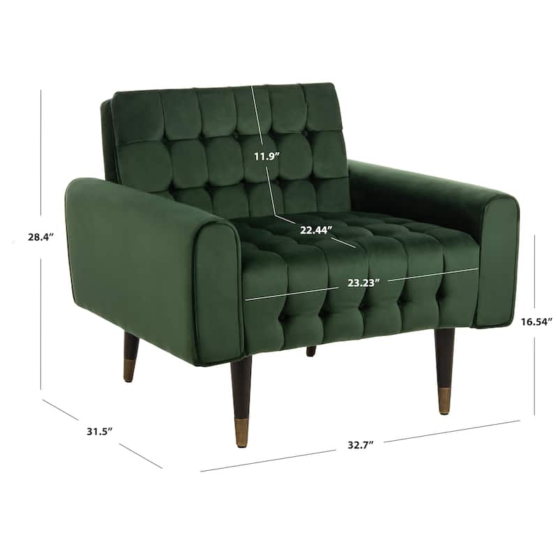 SAFAVIEH Nansy Contemporary Tufted Velvet Accent Chair - 32.7" x 31.5" x 28.4" - 34Wx31Dx29H