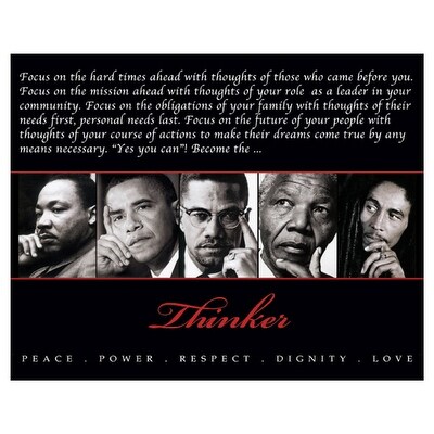 ''Thinker (Quintet): Peace, Power, Respect, Dignity, Love'' by Anon African American Art Print (8 x 10 in.)