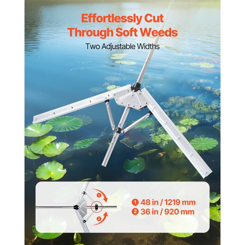 Lake Weed Cutter with 48" Cutting Width and Steel Blades - 47.99 x 57.09 x 1.18 in