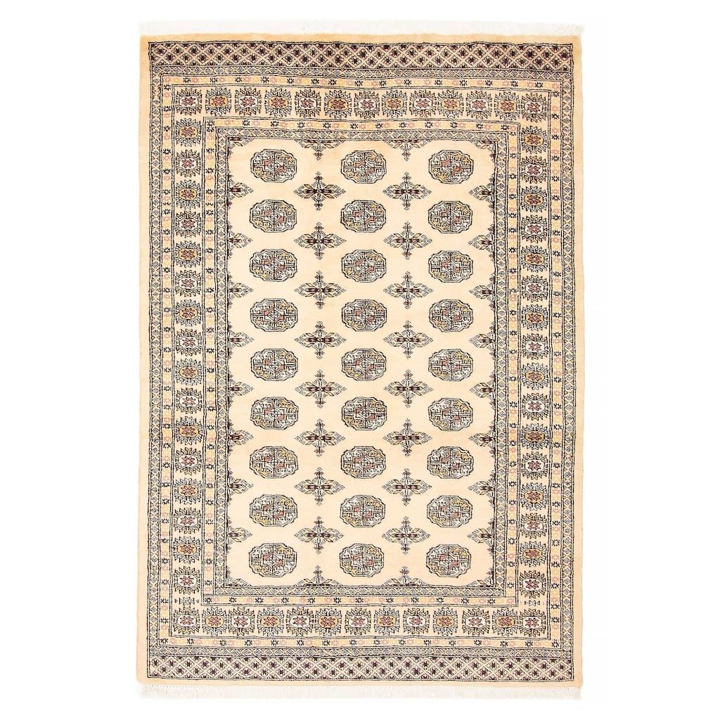 ECARPETGALLERY Hand-knotted Peshawar Bokhara Beige Wool Rug - 4'8 x 6'9
