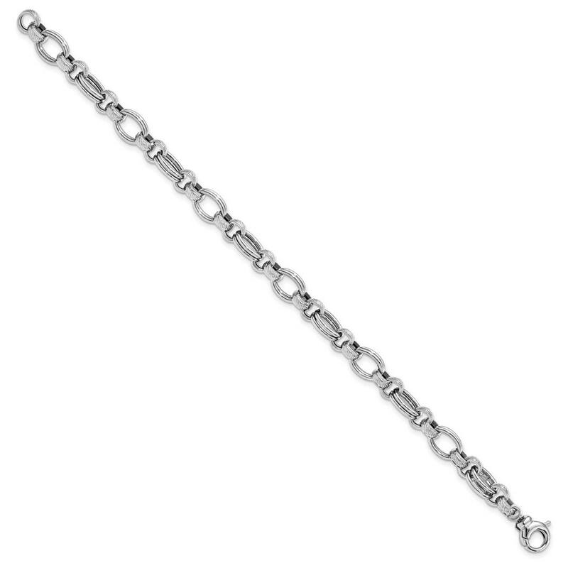 Curata 5.73mm 14k White Gold Polished Fancy Link Bracelet 7.5 Inch