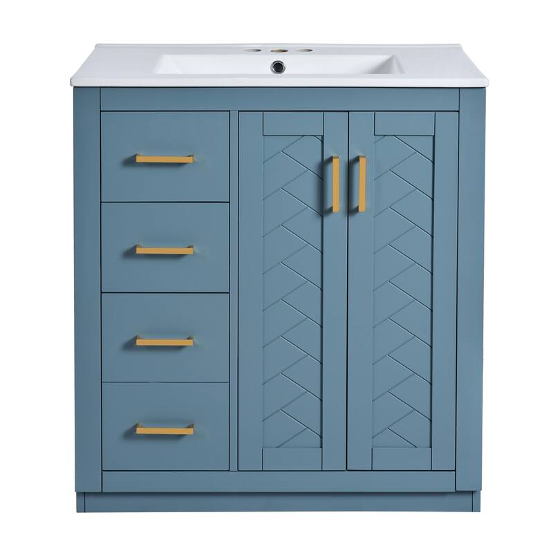 30" Bathroom Vanity with Ceramic Sink - Indigo