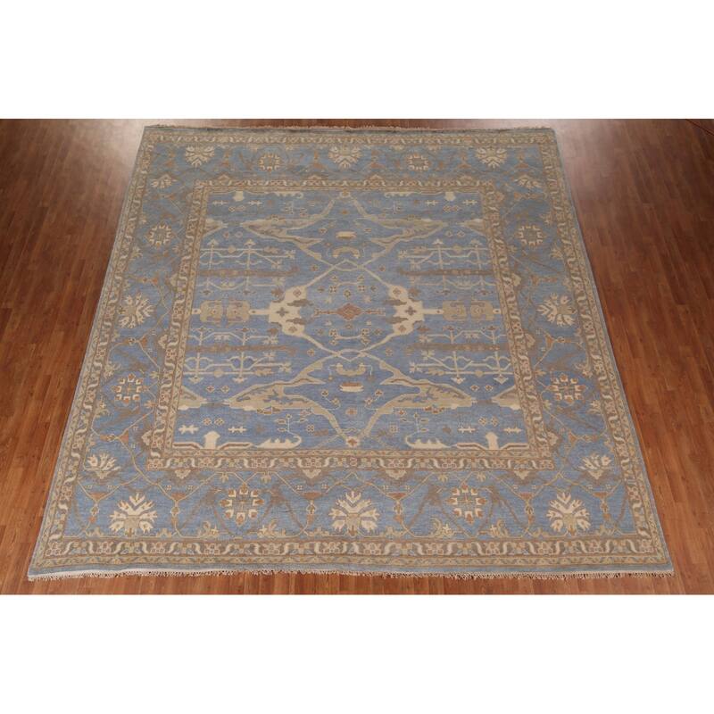 Floral Oushak Large Square Rug Handmade Wool Carpet - 11'11"x 12'2"