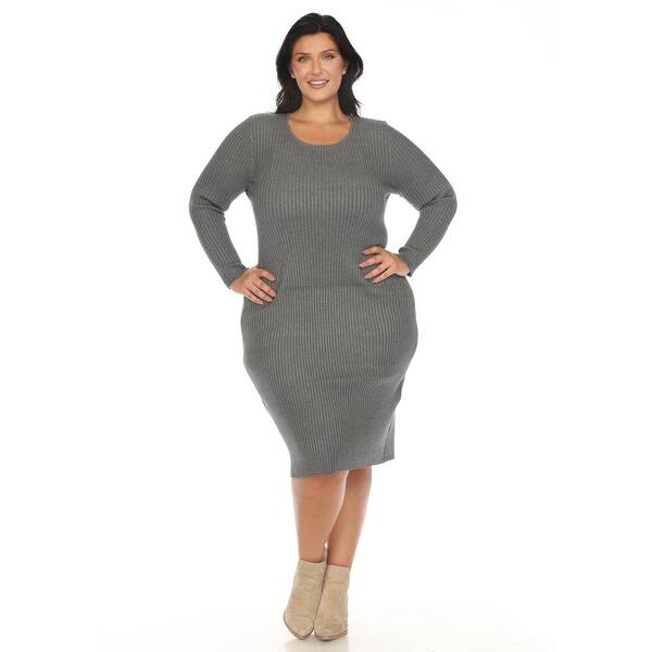 Plus Size Long Sleeve Rib Midi Sweater Dress - Bed Bath & Beyond - 41628782