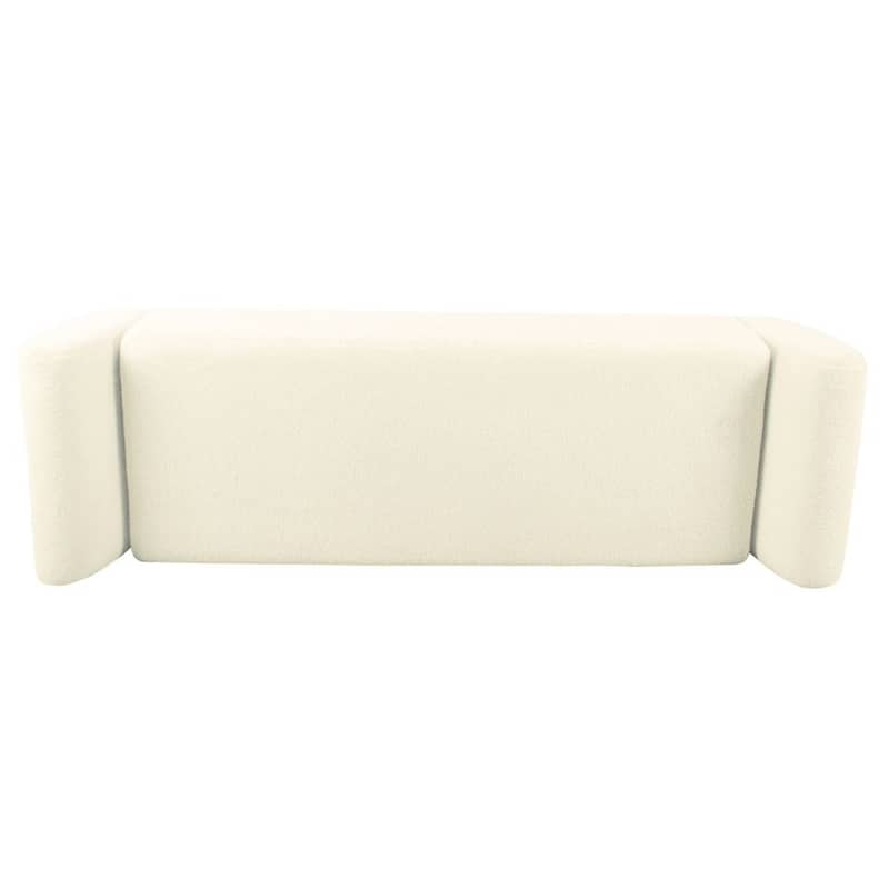 HomePop Modern Sherpa Storage Bench with Wood Legs - Cream