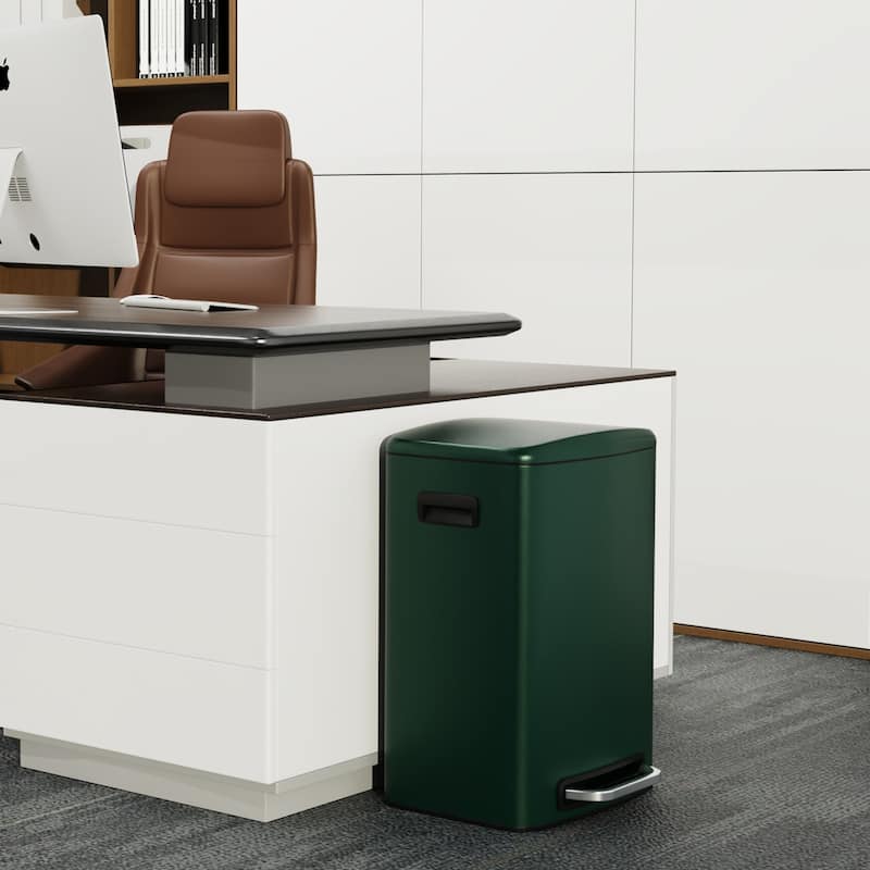 Stainless Steel 13-Gallon Kitchen Trash Can with Foot Pedal and Soft Close Lid