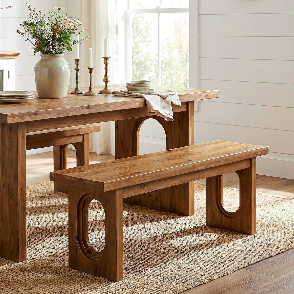 43.3 Inch Solid Wood Dining Bench - 43.31" L x 13.78" W x 17.72" H