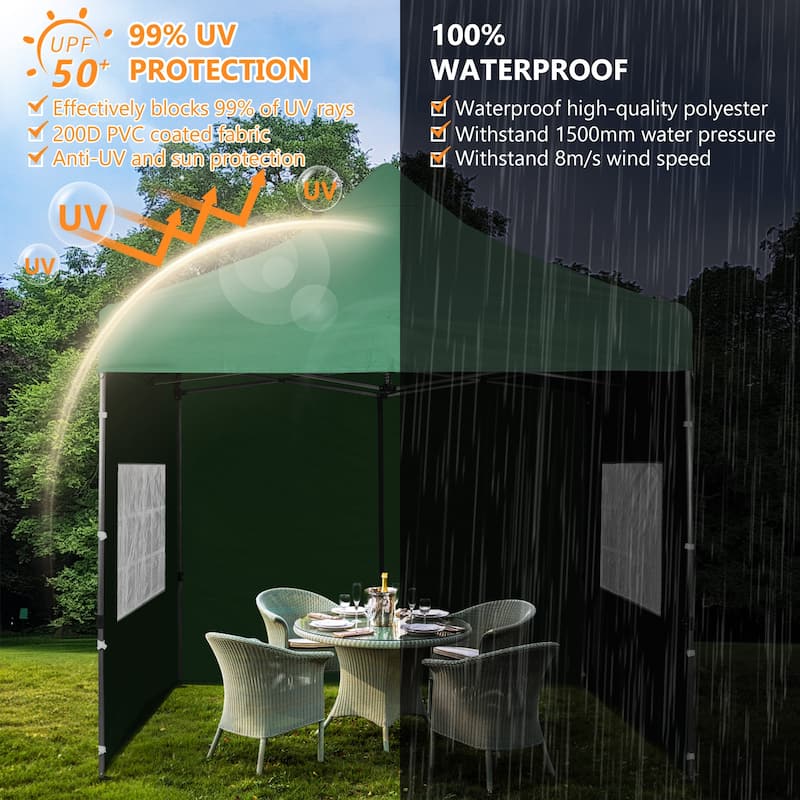 Aoodor 10' x 10' Pop Up Canopy with Church Windows Sidewalls - 10x10ft