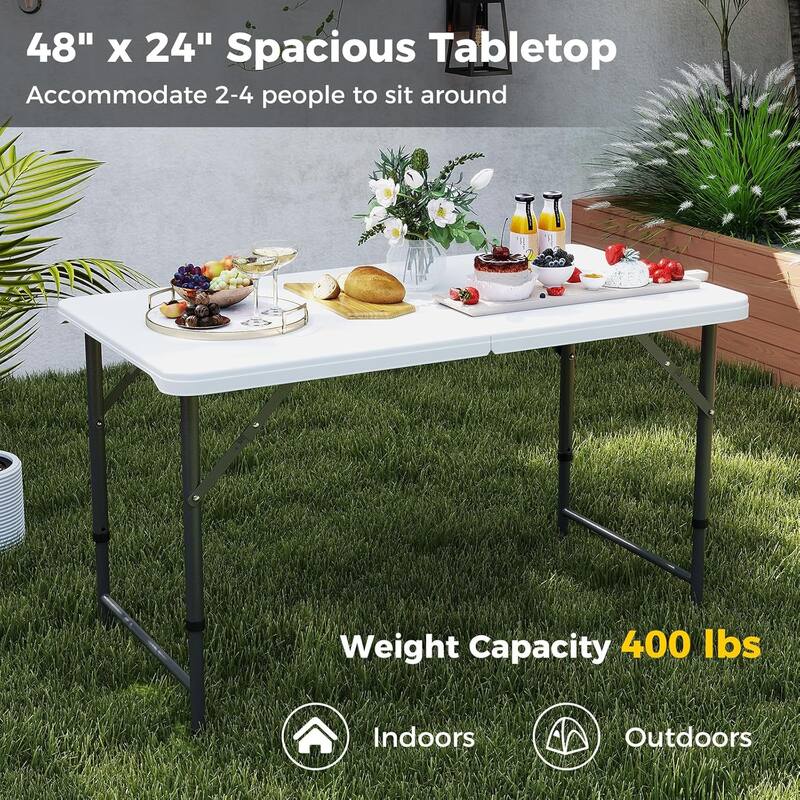Folding Table HDPE Portable Fold-in-Half Table Dining Table