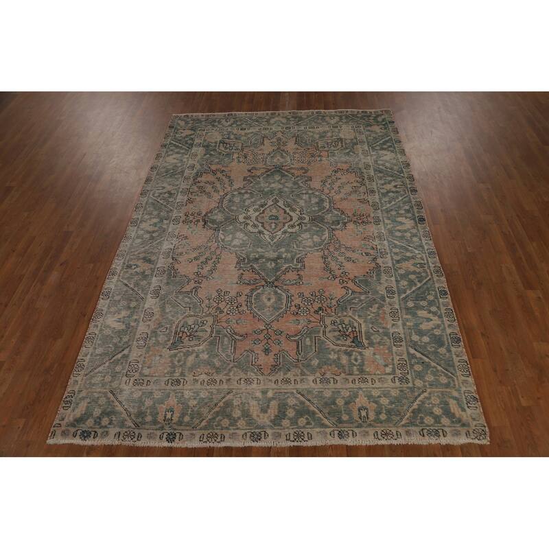 Vintage Tabriz Persian Area Rug Handmade Traditional Wool Carpet - 6'7" x 9'7"