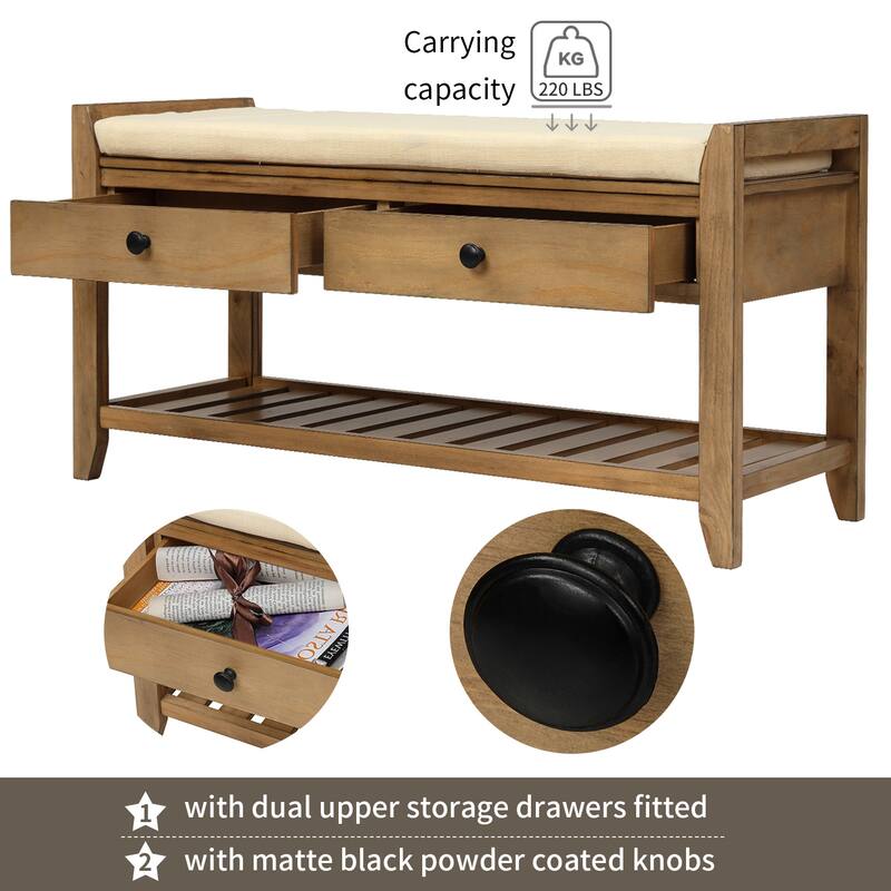 Shoe Bench, Entryway Bench with Storage Shoe Storage Bench with Cushion Seating Entryway Bench