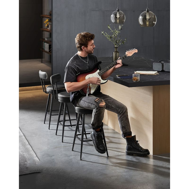 360 Swivel Bar Stools with Backrest and Steel Legs Footrest Perfect for Dining Room Set of 2