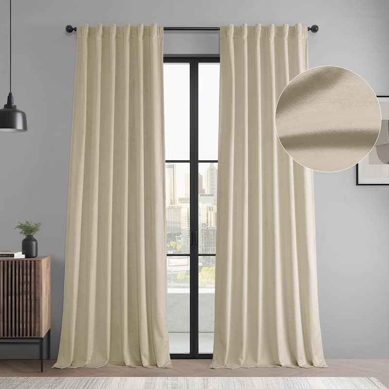 Exclusive Fabrics Basic Deluxe Velvet Room Darkening Curtain Pair - 2 Panels Window Curtains