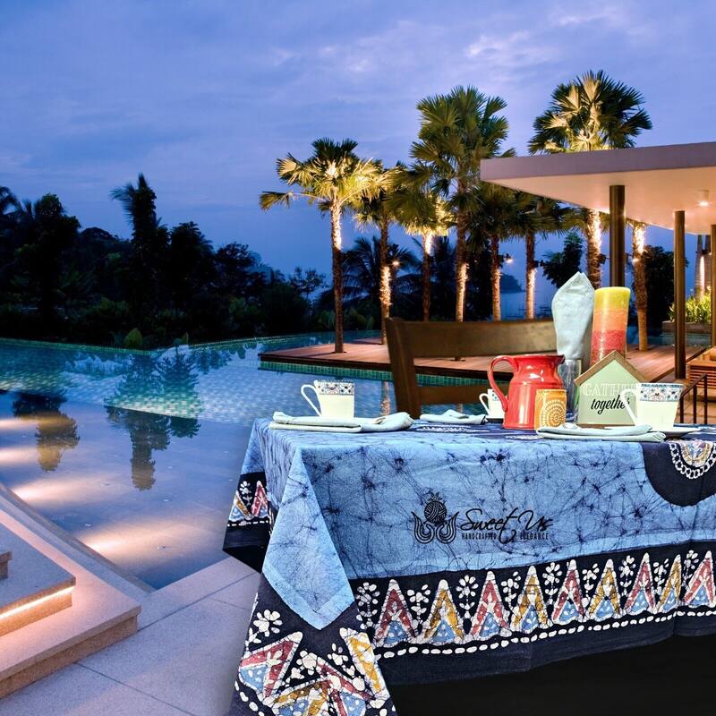 Spectacular Batik Floral Radiant Paisley Cotton Tablecloth Collection