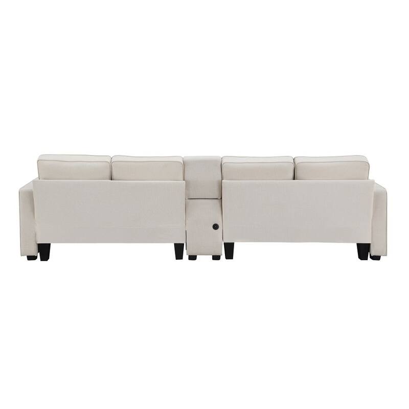 114.2" Upholstered Sofa with Storageable Coffee Table