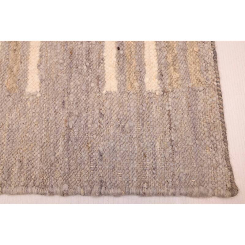ECARPETGALLERY Flat-Weave Marrakech Grey Wool Kilim - 5'2 x 7'9