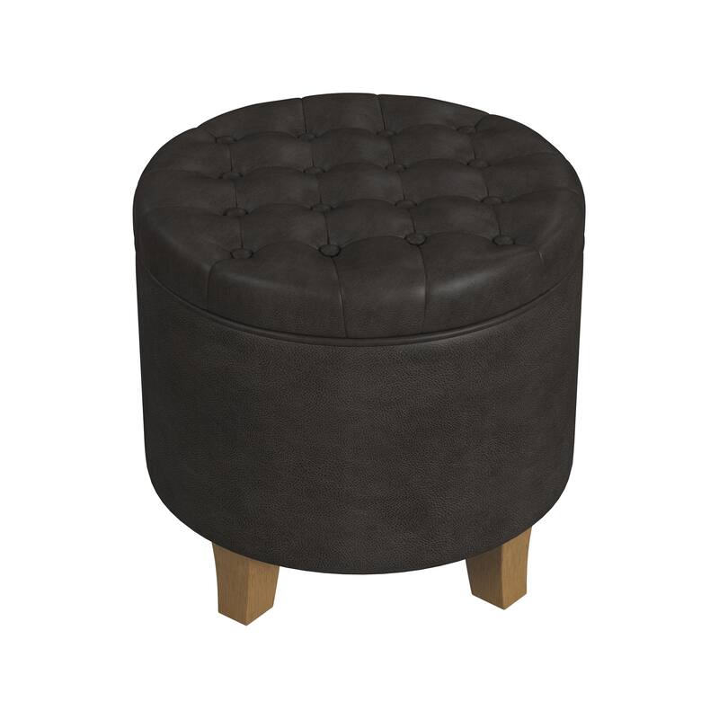 Carson Carrington Hare Button-tufted Round Storage Ottoman