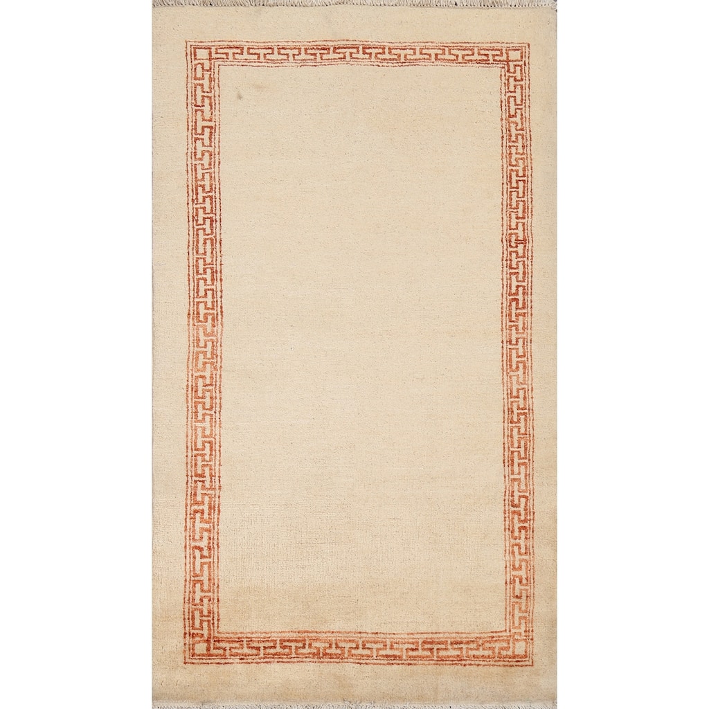 Bordered Geometric Gabbeh Kashkoli Oriental Area Rug Wool Hand-knotted - 3'0" x 5'2"