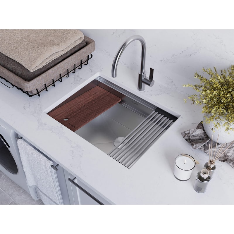 Ruvati 23 x 19 x 12 inch Deep Laundry Workstation Sink Undermount Stainless Steel - RVU6525