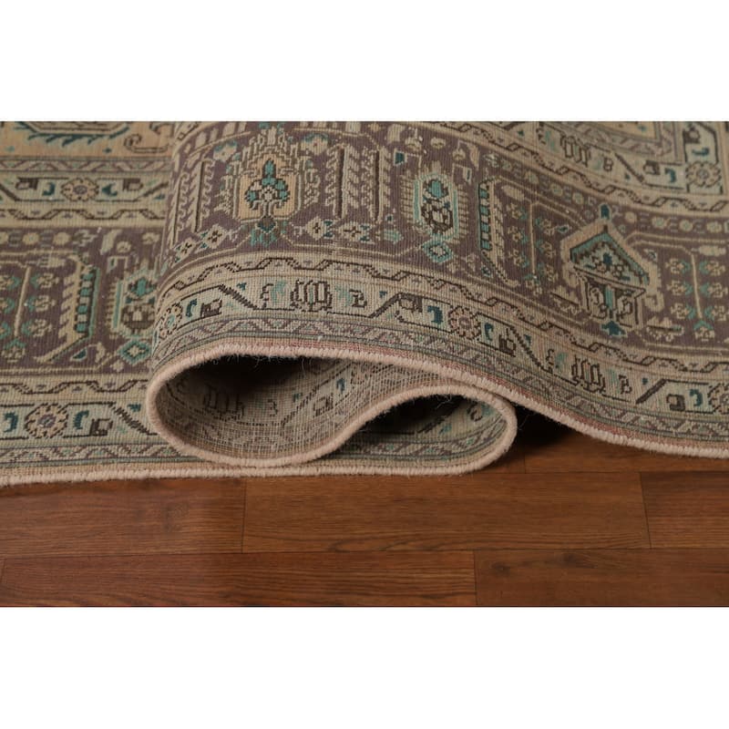 Tabriz Persian Vintage Area Rug Hand-Knotted Peach Wool Carpet - 8'4" x 11'3"