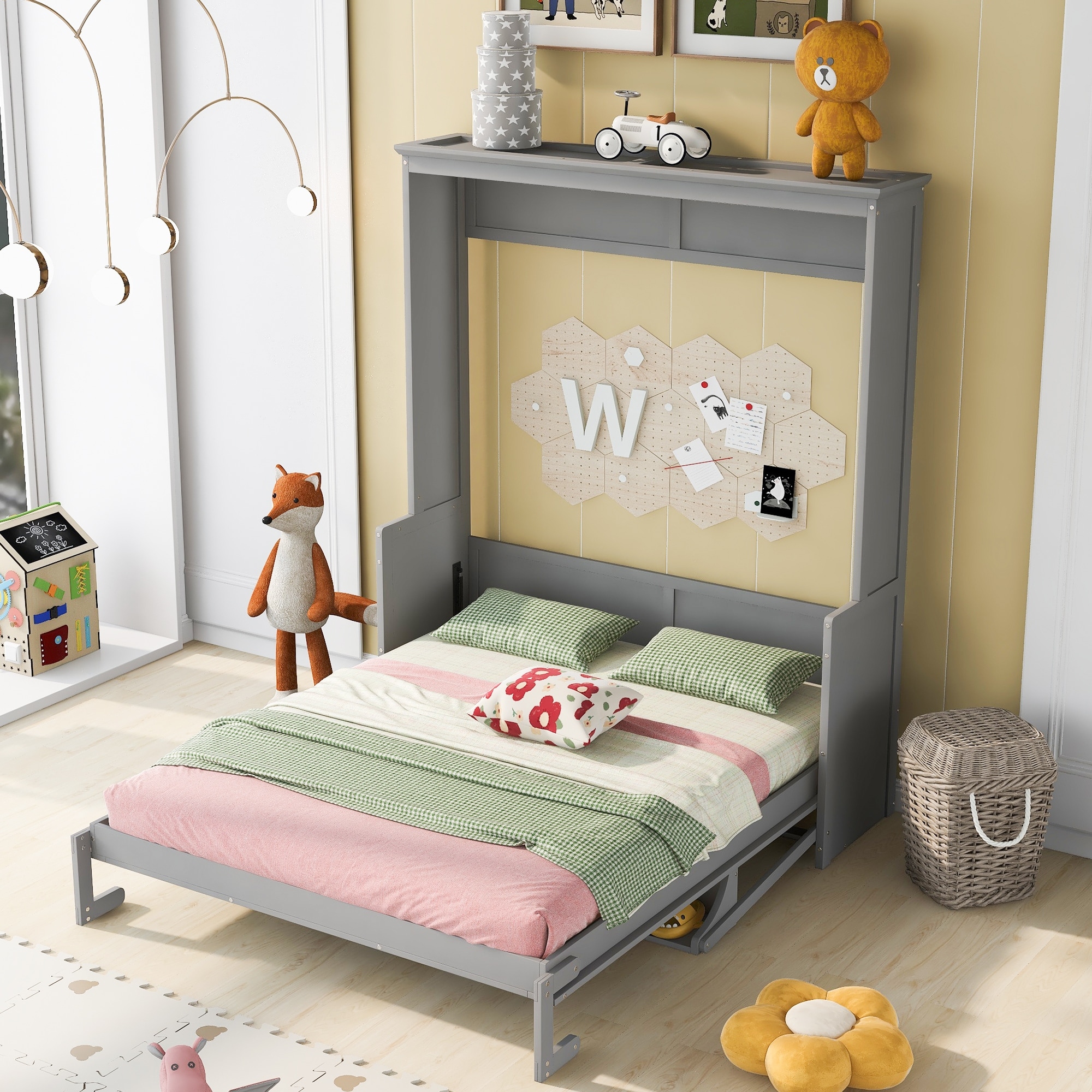 Space Saving Fold Up Kids Beds Queen Size Wood Murphy Bed With A