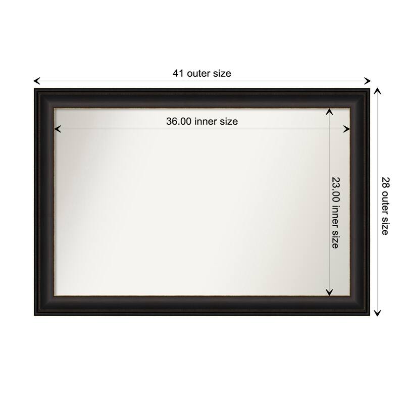 Trio Oil Rubbed Bronze Framed Non-Beveled Custom Wall Mirror, Bathroom Vanity Mirror - Outer Size: 40.5 x 27.5
