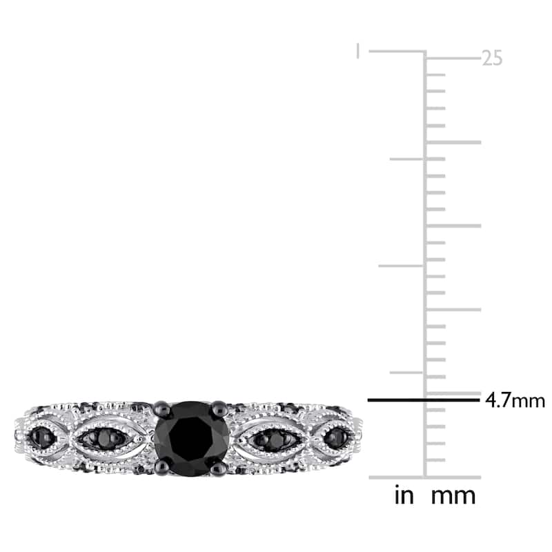 Miadora 5/8ct TW Black Diamond Engagement Ring in 10k White Gold