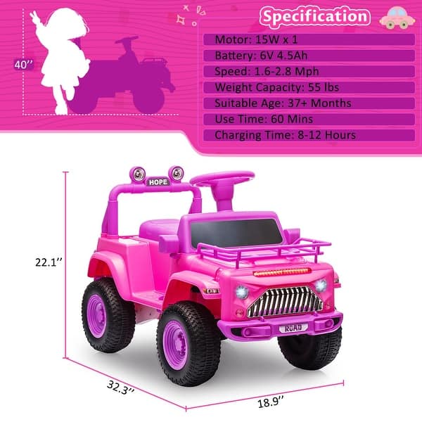 dimension image slide 0 of 2, 6V Ride On Car for Toddlers
