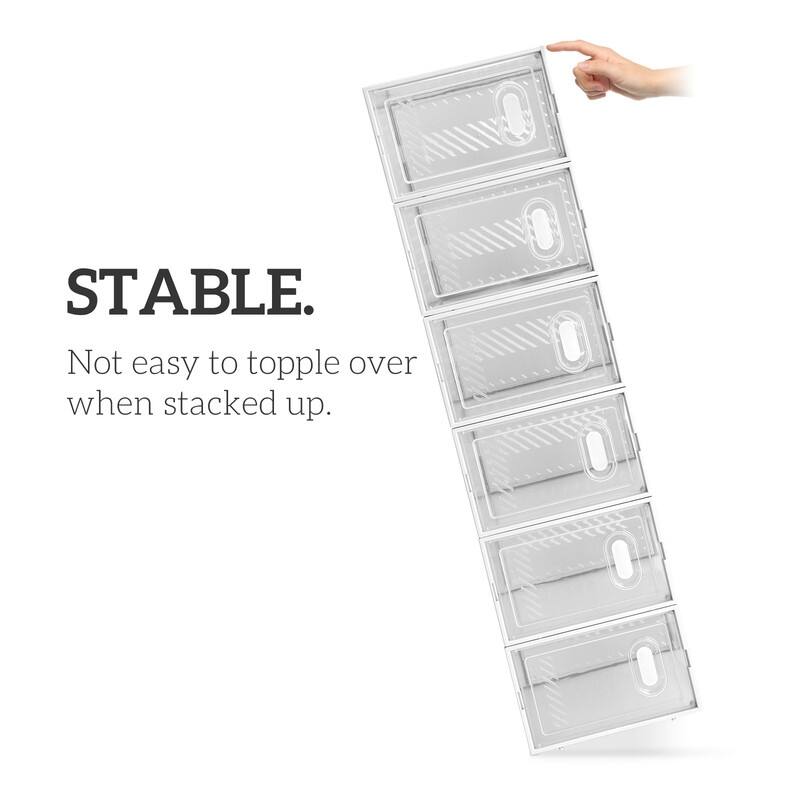 Clear Plastic Stackable Shoe Storage Boxes (Set of 18/12/6 )