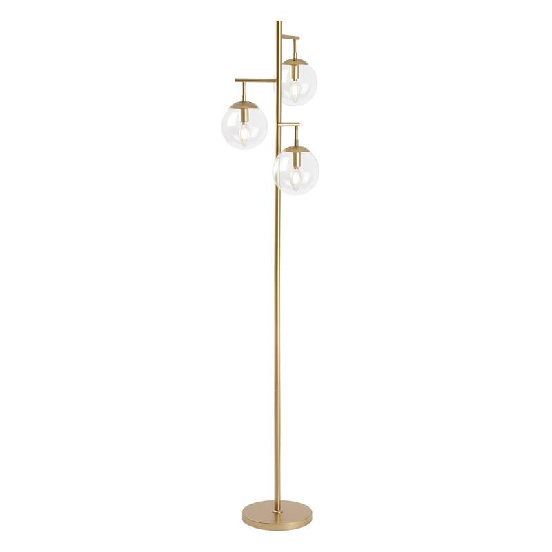 Floor Lamp Modern Brass 69" 3-Light Clear Glass Globes