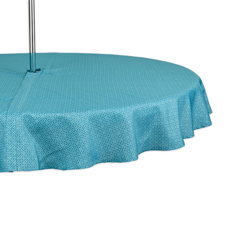 Storm Blue Tonal Lattice Print Outdoor Tablecloth