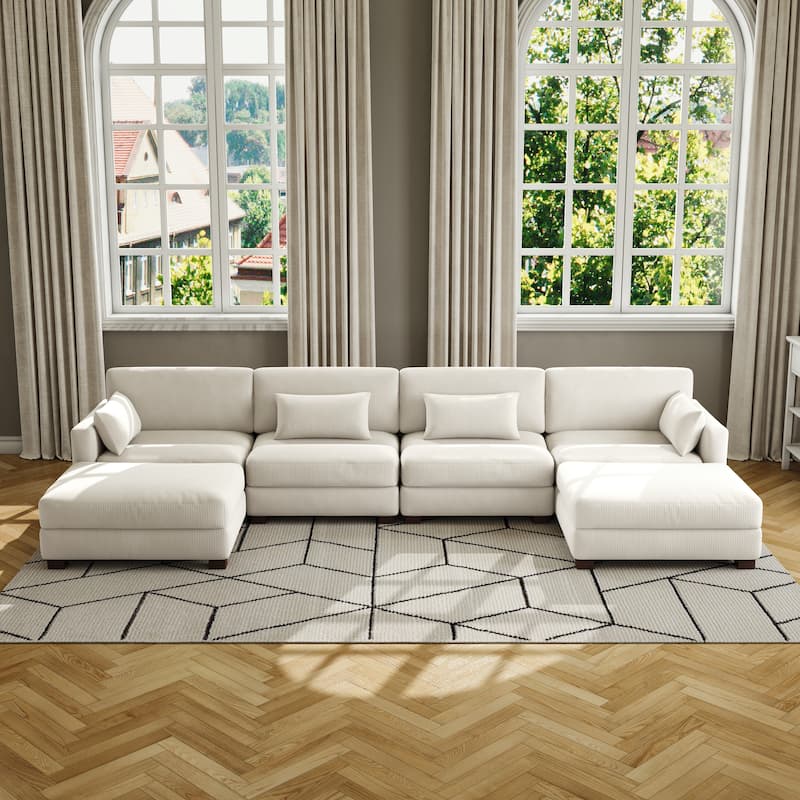 Corduroy Upholstered Modular Sectional Sofa for Living Room