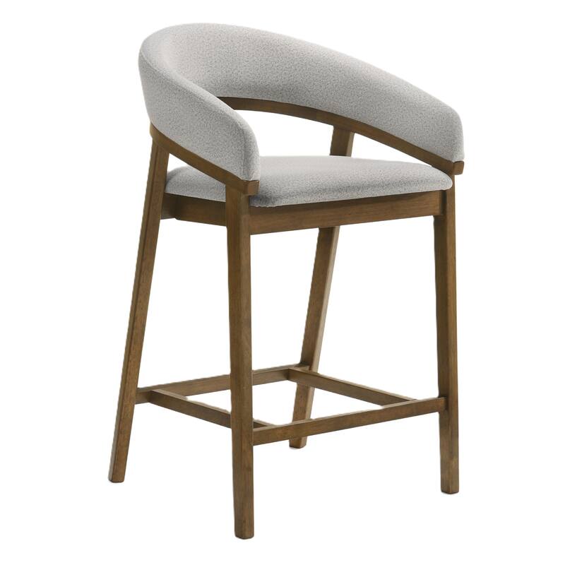 Truman Mid-Century Modern Grey & Walnut Counter Chair (Set of 2)