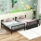 preview thumbnail 35 of 36, Twin/Full Size Bunk Bed with Trundle, Convertible to 2 Platform Bed