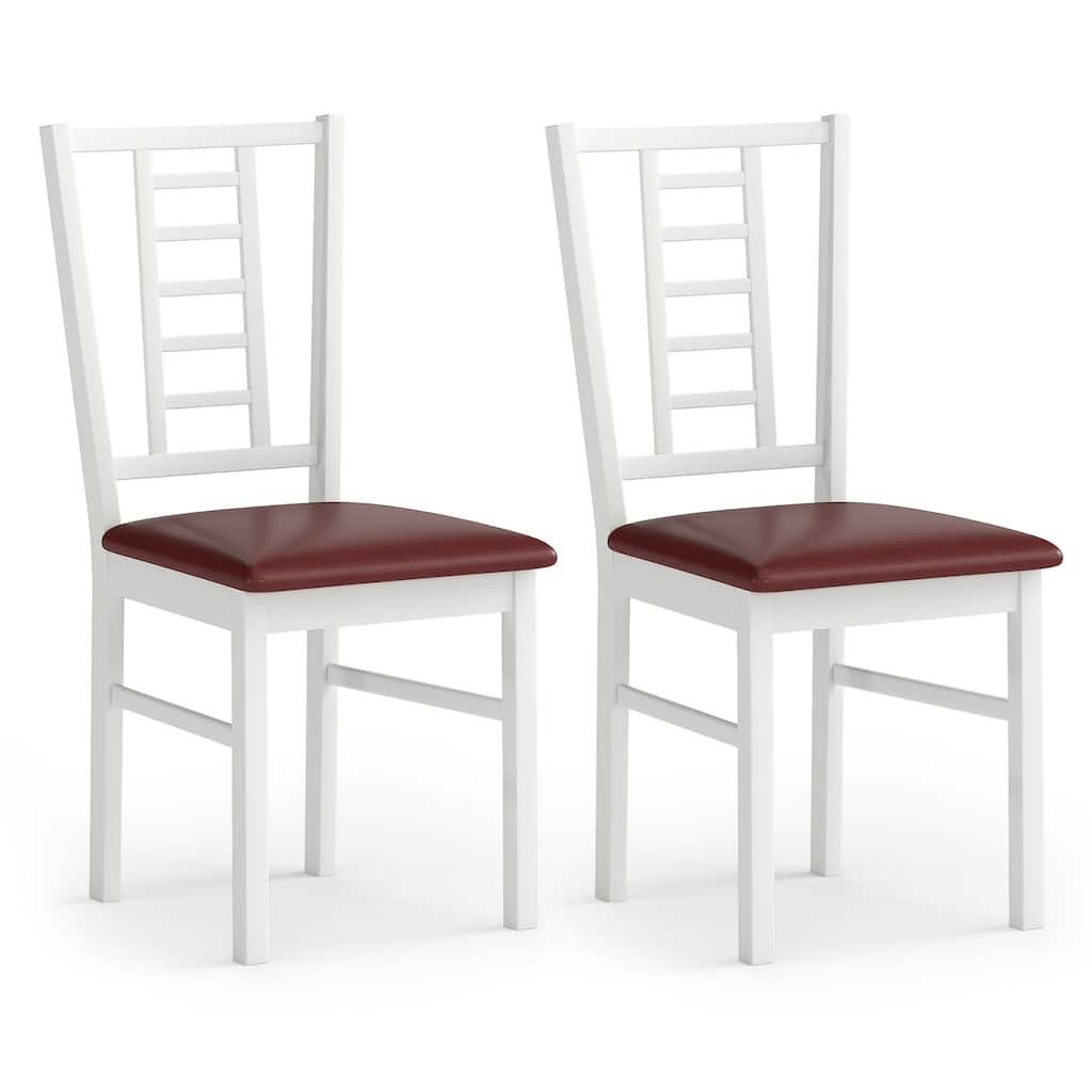 Gymax Wood Dining Chairs Set of 2 w/Rubber Wood Frame Padded Seat