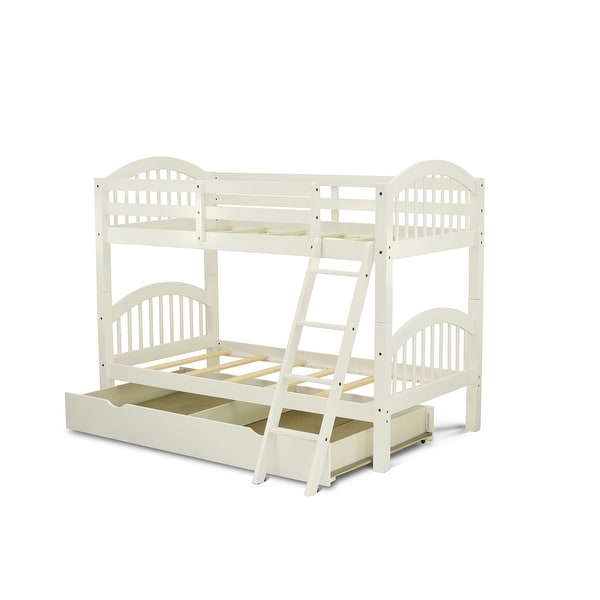 white bunk beds that separate